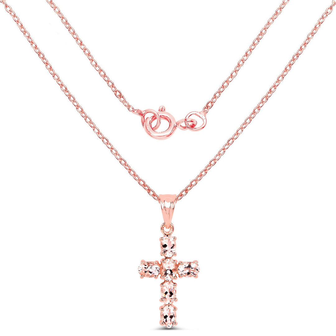 14K Rose Gold Plated 2.58 Carat Genuine Morganite .925 Sterling Silver Pendant