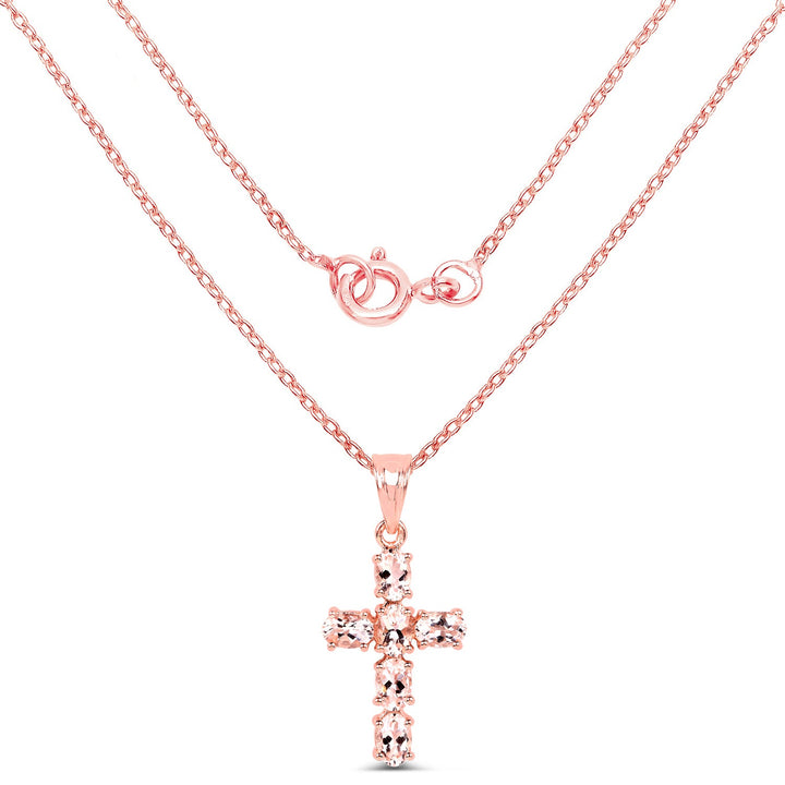 14K Rose Gold Plated 2.58 Carat Genuine Morganite .925 Sterling Silver Pendant