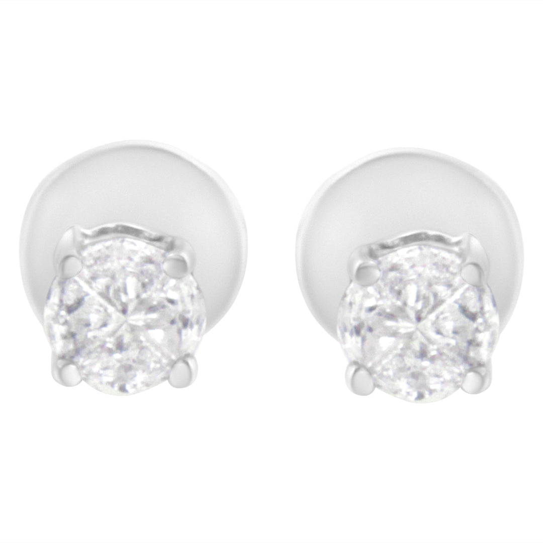 14K White Gold 1/2 Cttw Pie-Cut Diamond Solitaire Stud Earrings (H-I Color, SI1-SI2 Clarity)