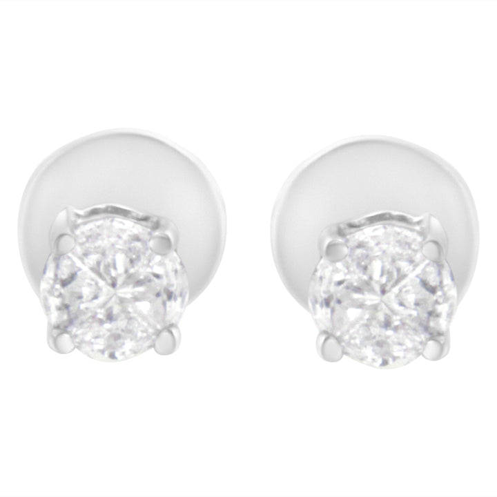 14K White Gold 1/2 Cttw Pie-Cut Diamond Solitaire Stud Earrings (H-I Color, SI1-SI2 Clarity)