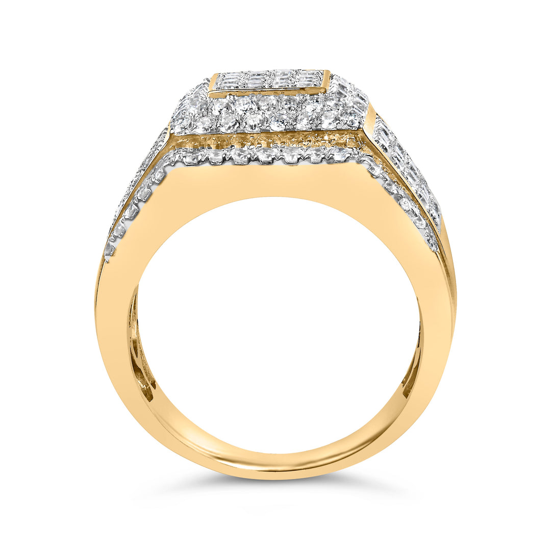 10K Yellow Gold 2-1/2 Cttw Diamond Pave Geometric Cocktail Ring