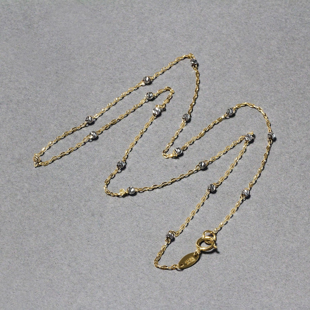 Diamond Cut Bead Links Pendant Chain in 14k Two Tone Gold (3.5mm)