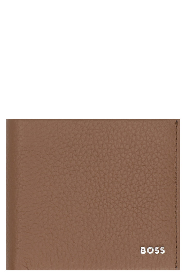 BOSS Grainy Leather Mini Wallet with Card Slots
