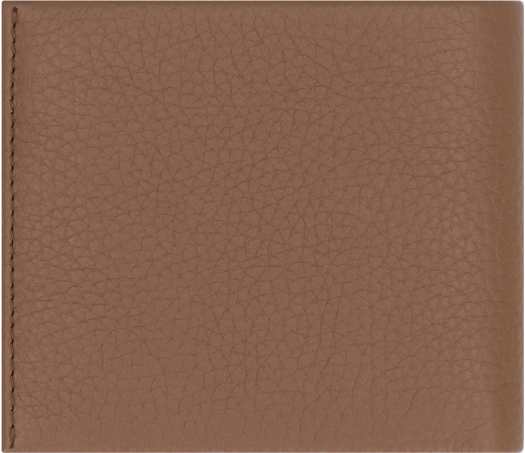 BOSS Grainy Leather Mini Wallet with Card Slots