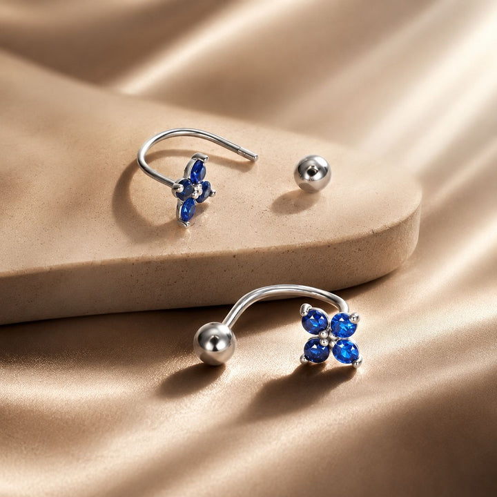 925 Sterling Silver Earrings with Pavé CZ &amp; Platinum Plating for Women