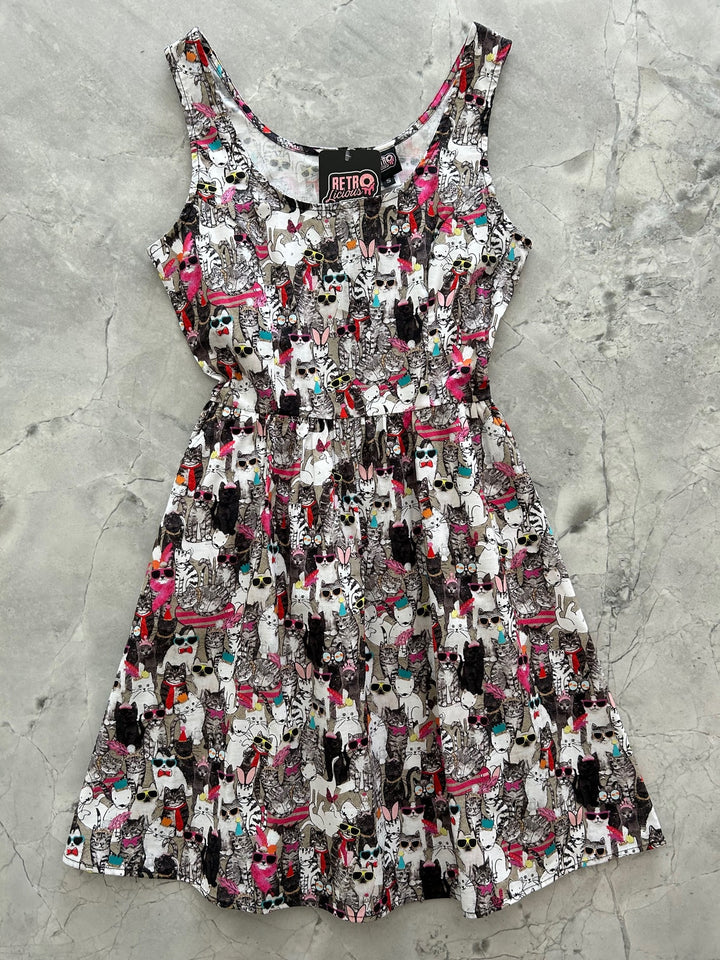 Cool Cats Shorter Length Fit &amp; Flare Dress - 3X only, 1 left!