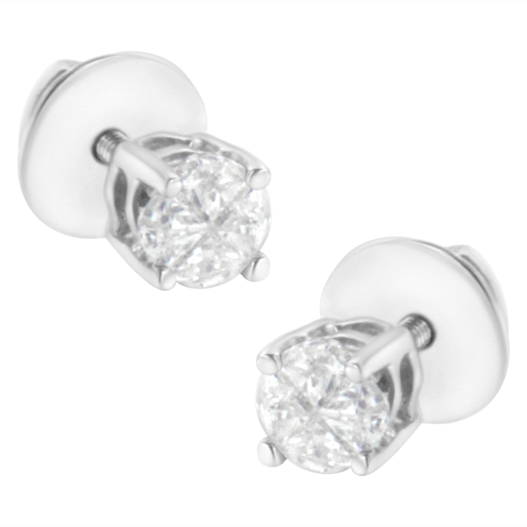 14K White Gold 1/2 Cttw Pie-Cut Diamond Solitaire Stud Earrings (H-I Color, SI1-SI2 Clarity)