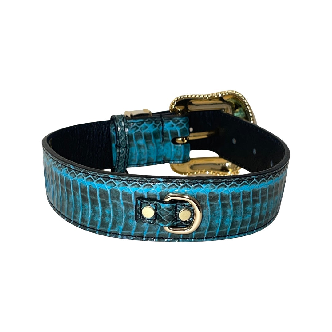 Turquoise &amp; Black Swarovski Crystal Hardware Snake Collar