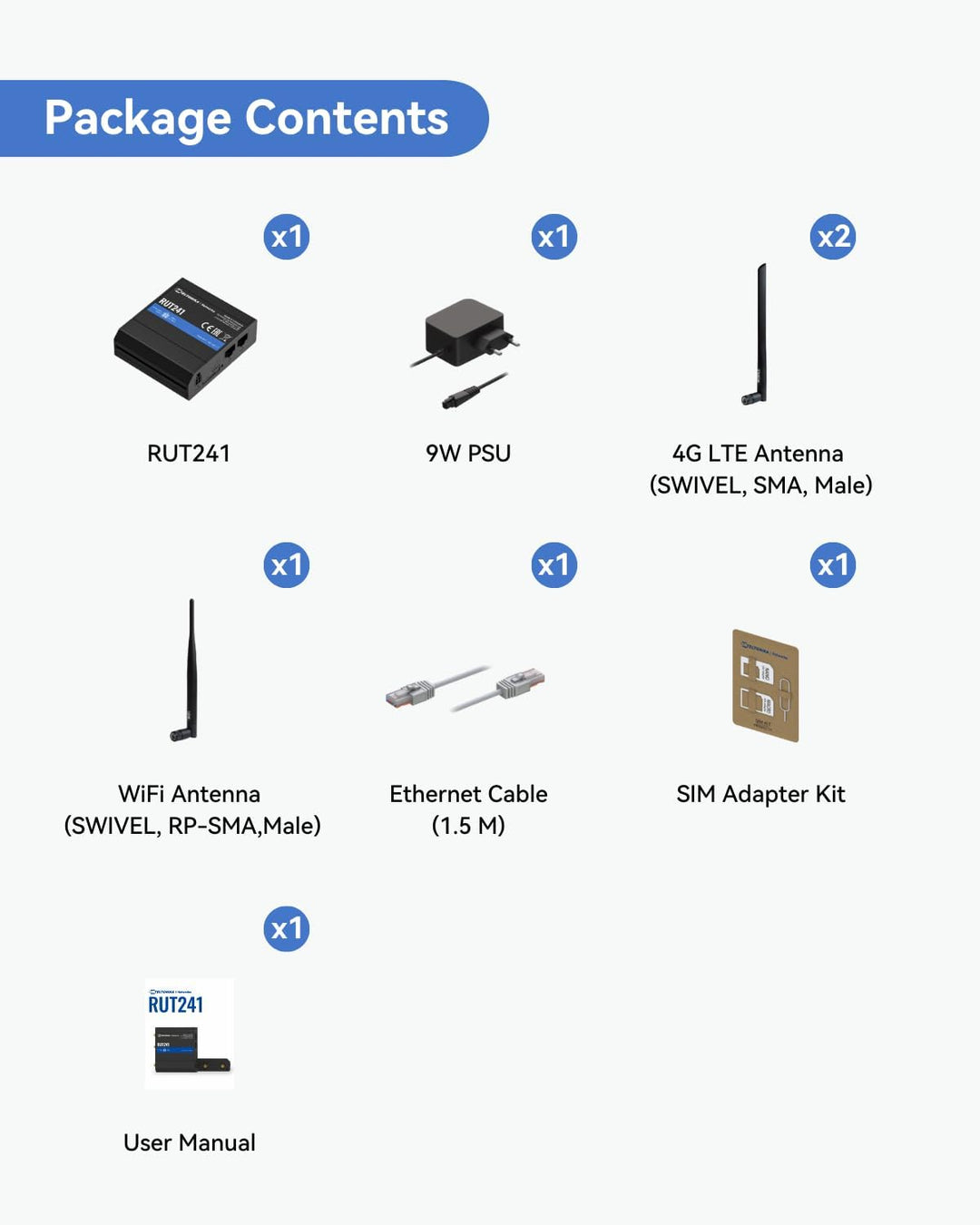 IN STOCK! Teltonika RUT241098000 Industrial 4G LTE Cellular Router, 4G LTE Wi-Fi Router, Automatic failover, Advanced VPN, Certified by Verizon/AT&amp;T/T-Mobile, Industrial 4G Router for North America