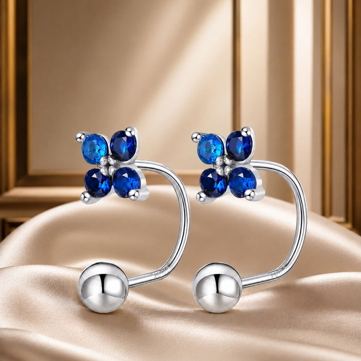 925 Sterling Silver Earrings with Pavé CZ &amp; Platinum Plating for Women