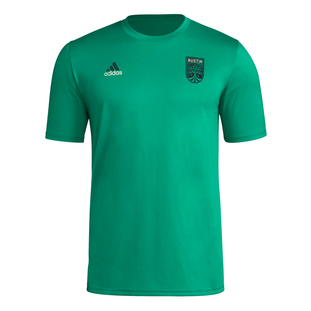 adidas Mens Short Sleeve Pre-Game T-Shirt Kelly/Austin Fc XX-Large