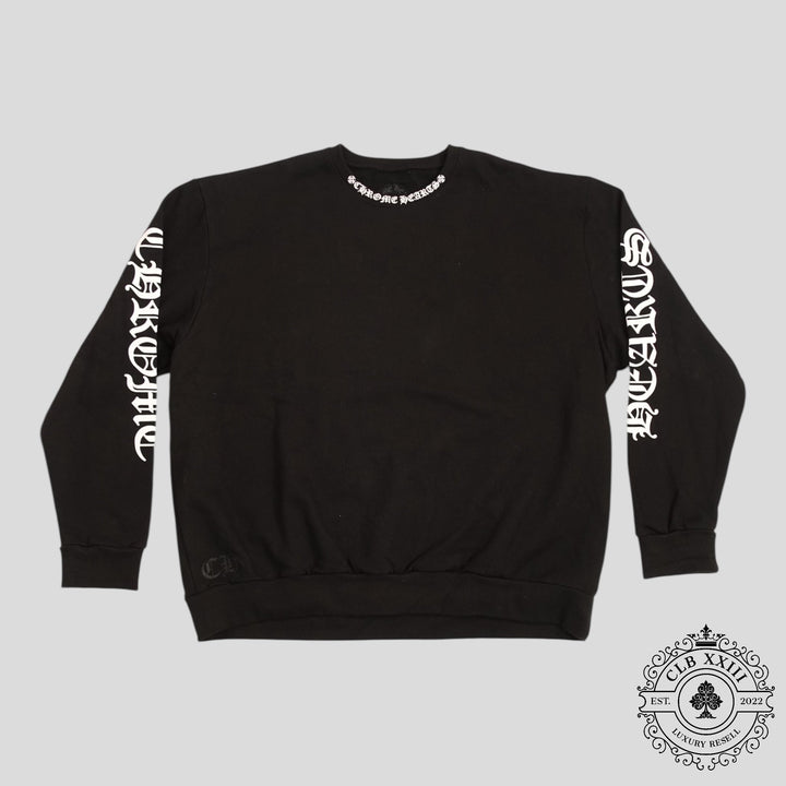 CHROME HEARTS NECK LOGO CREWNECK SWEATSHIRT - BLACK