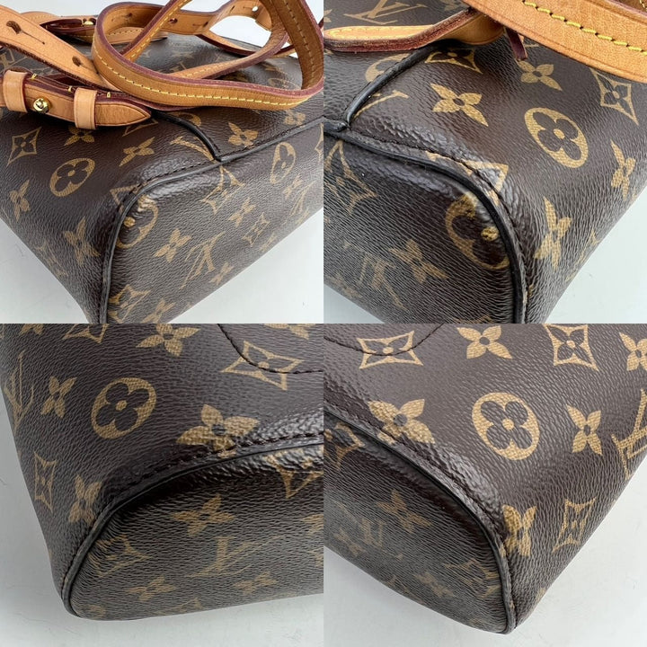 LOUIS VUITTON Montsouris NM Monogram Backpack leather exterior with monogram pattern and adjustable straps