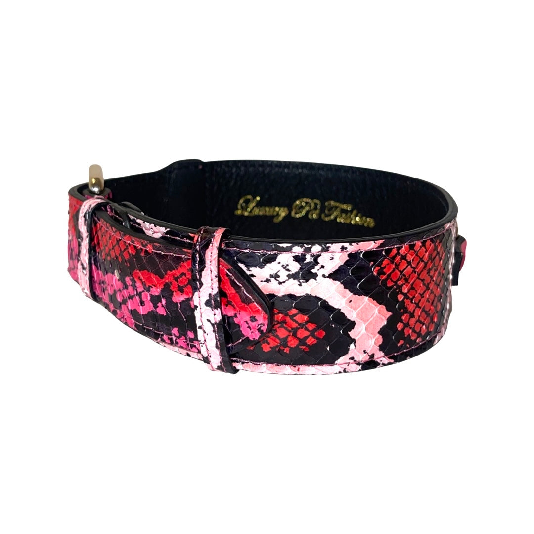Fuchsia/Light Pink/Red &amp; Black Snake Classic Collar