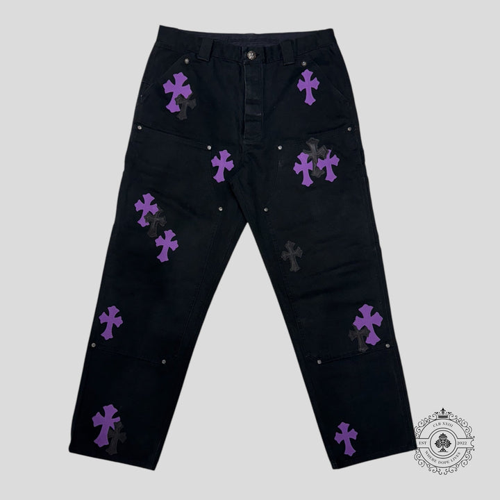 Chrome Hearts Double Knee Cross Patch Carpenter Pants