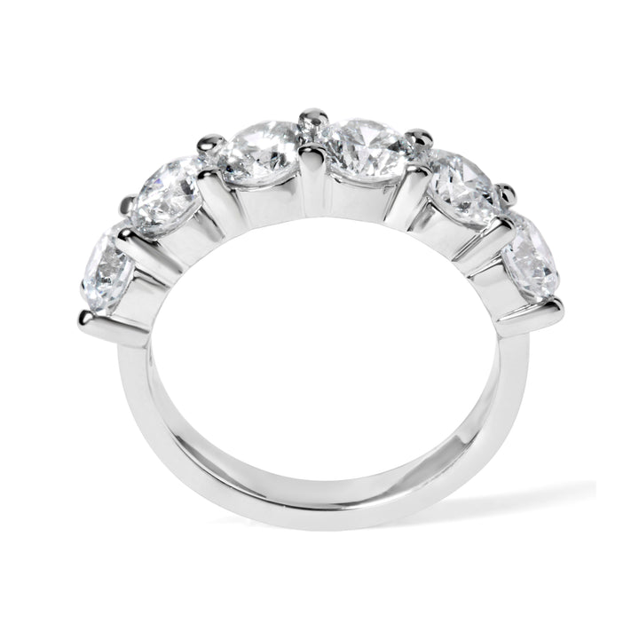 14K White Gold 3.0 Cttw Lab-Grown Diamond Shared Prong Set 6 Stone Band Ring (G-H Color, VS2-SI1 Clarity) - Ring Size 7