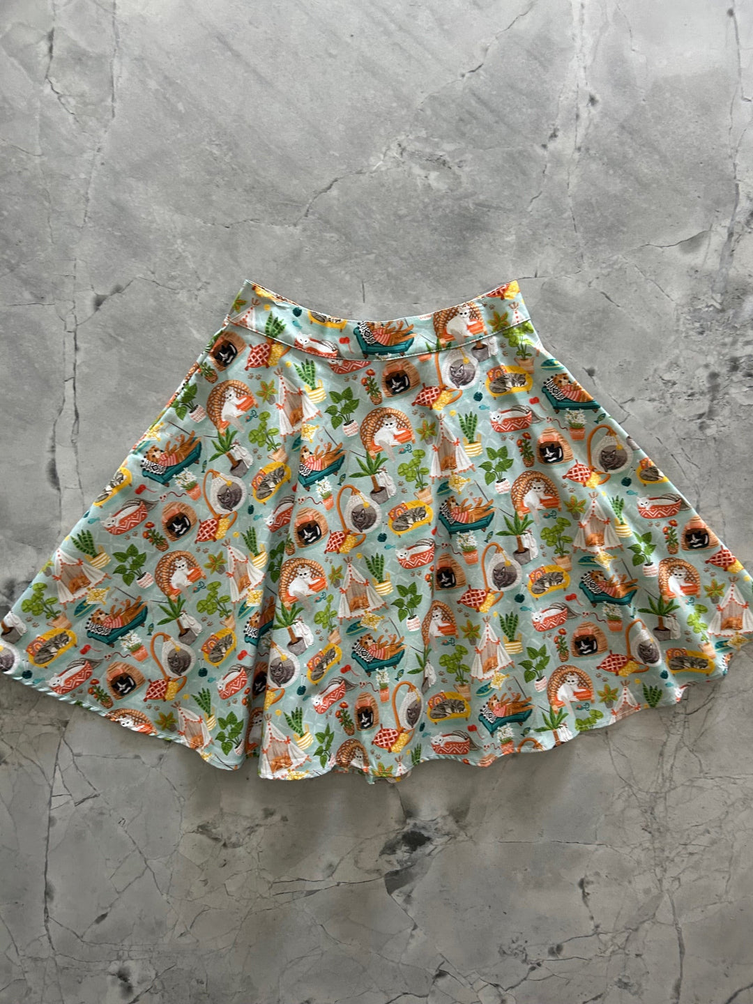 Cats &amp; Plants Skater Skirt
