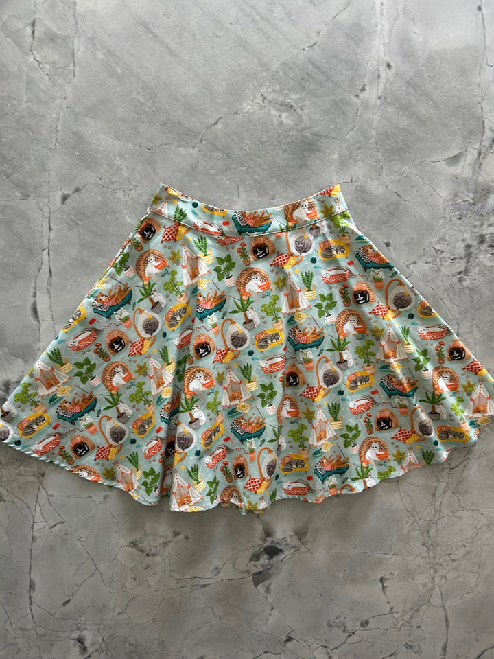 Cats &amp; Plants Skater Skirt
