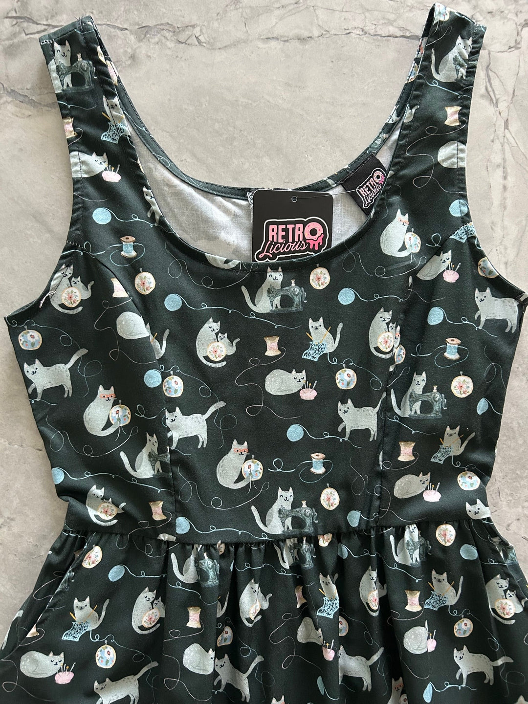 Cats and Yarn Fit &amp; Flare Dress - Small only, 1 left!