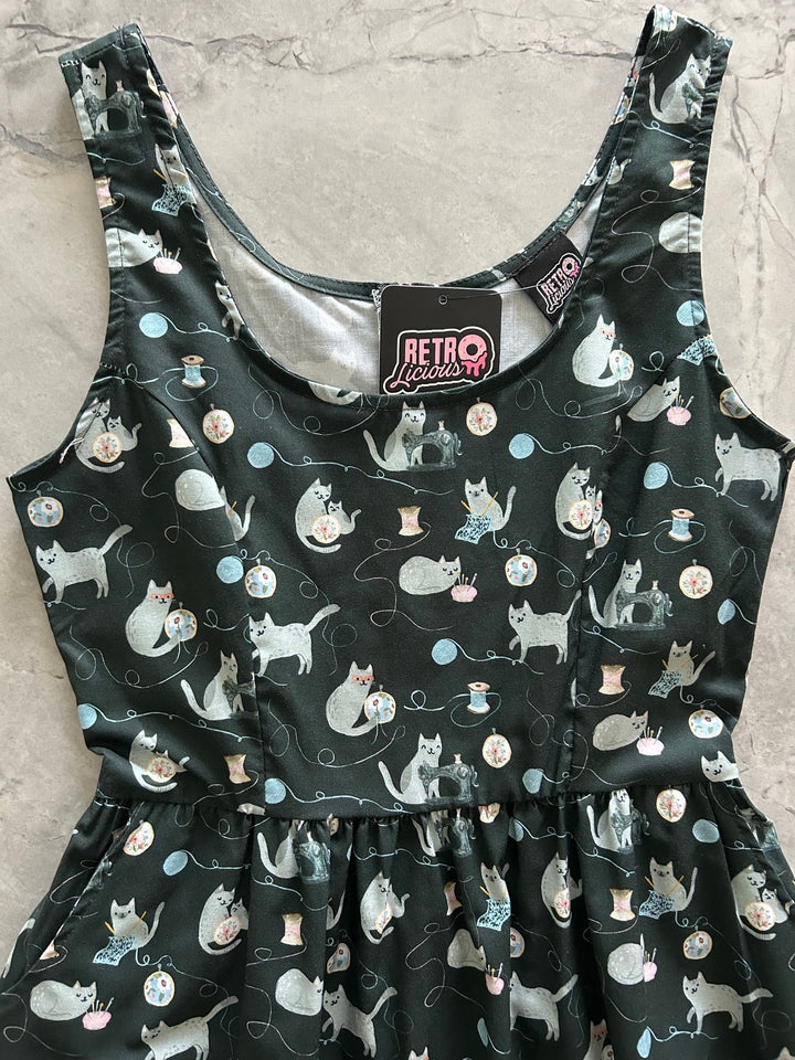 Cats and Yarn Fit &amp; Flare Dress - Small only, 1 left!