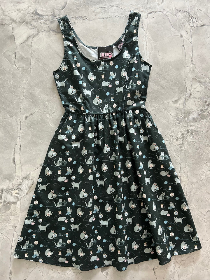 Cats and Yarn Fit &amp; Flare Dress - Small only, 1 left!