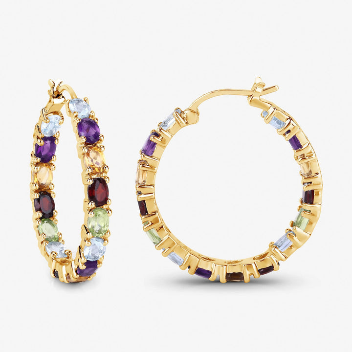 5.44 Carat Genuine Multi Stones .925 Sterling Silver Earrings