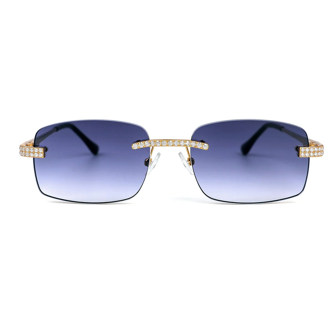 925 Silver Round Moissanite Square with Bevel Shape Gray Lens Glasses