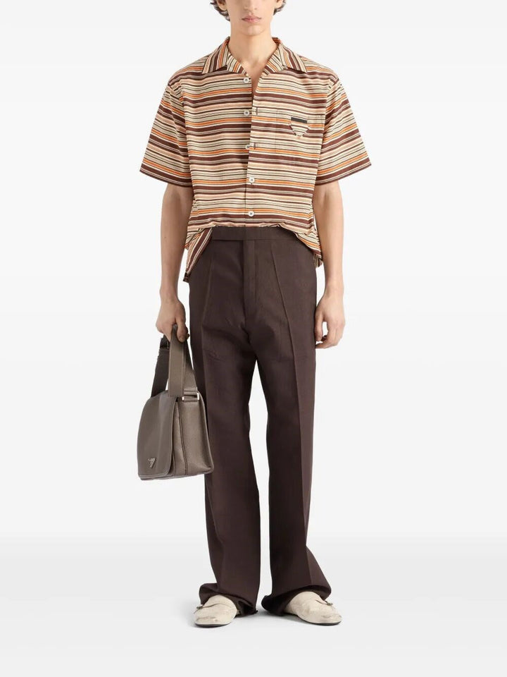 Prada Men Short-Sleeved Cotton Shirt