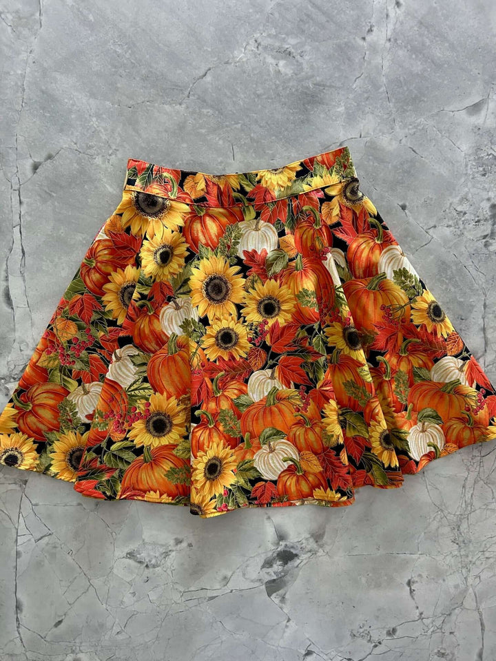 Sunflower &amp; Pumpkin Skater Skirt