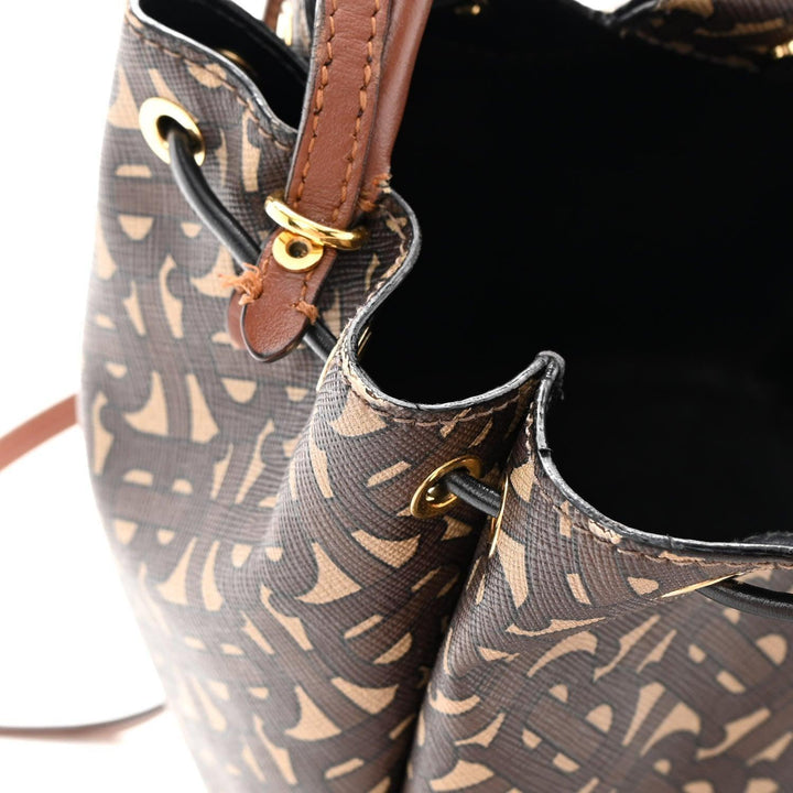 Burberry E-canvas Monogram TB Bucket Bag Bridle