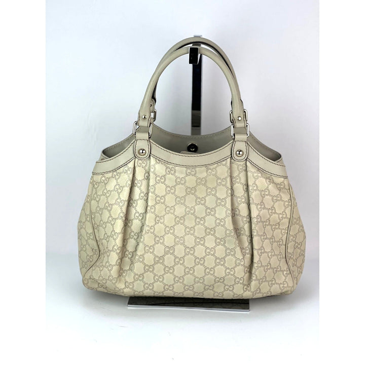 Gucci Sukey Medium Guccissima Leather Mystic White Tote