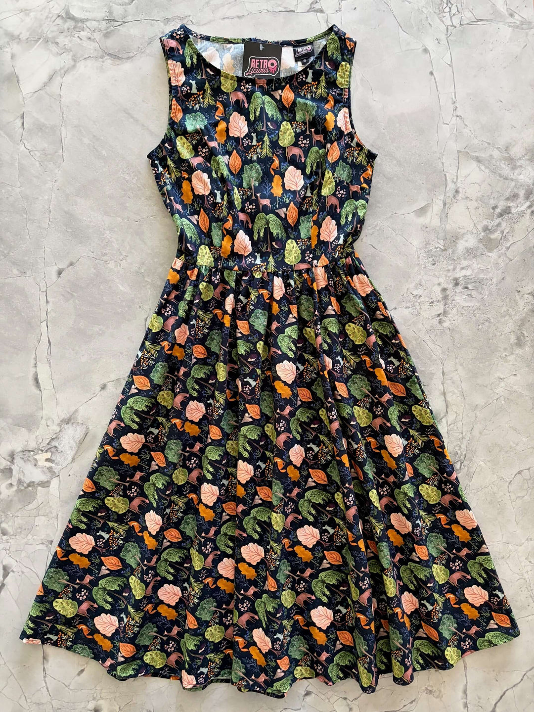 Woodland Midi Dress in Navy