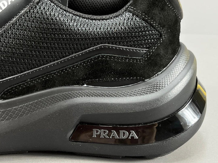 Prada Brushed Leather Bike Fabric Suede Garnet Black
