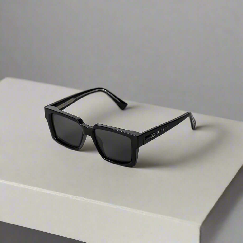 Black stylish Italian designed affordable sunglasses with UV protection.
