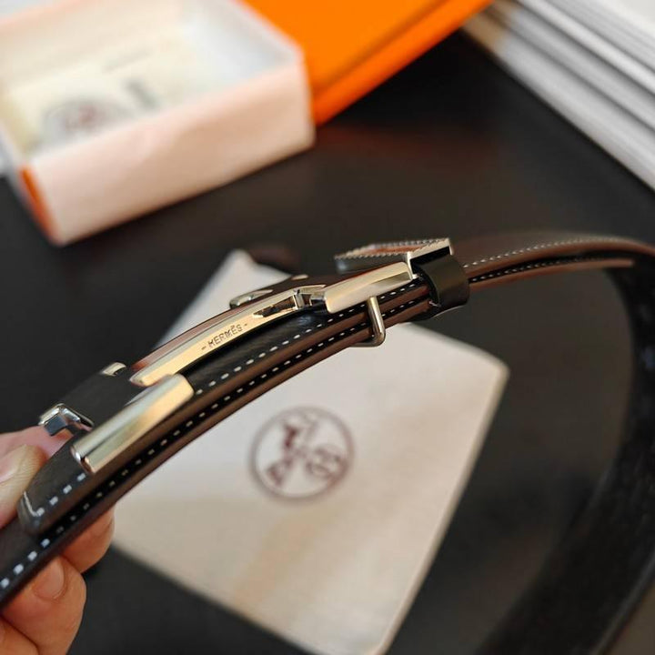 Hermes Men Silver Buckle Belt &