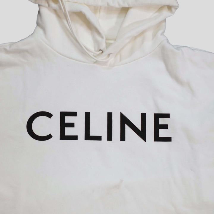 Celine Homme Logo Hoodie in White
