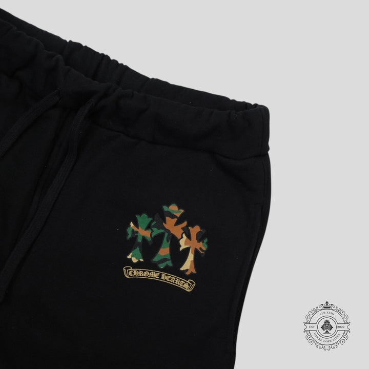 Chrome Hearts Triple Cross Sweatpants in Black/Camo