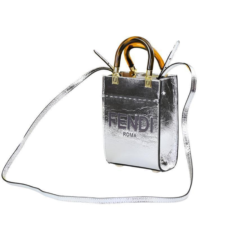 Fendi  Vitello King Plexiglass Logo Embossed Mini Fendi Sunshine Shopper Tote