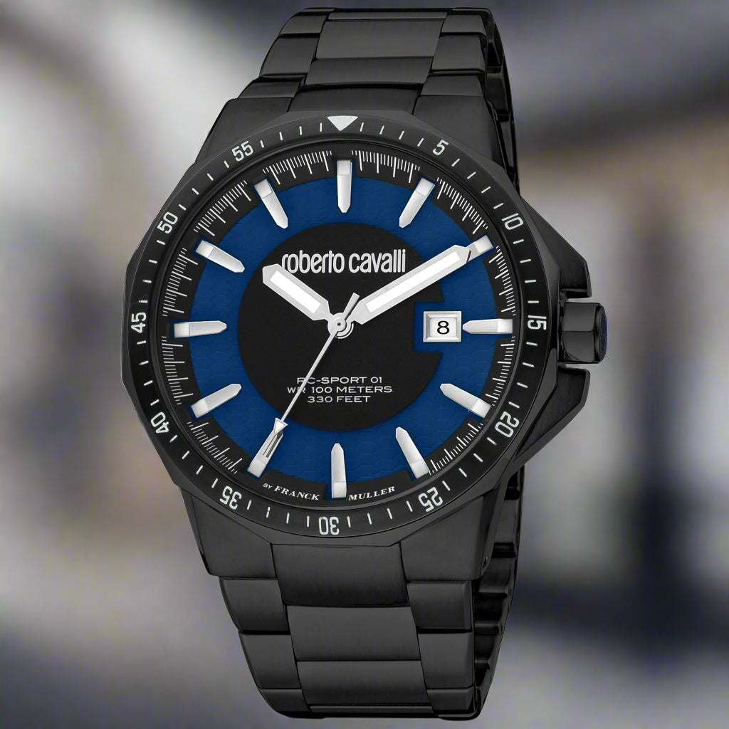 Roberto Cavalli By Franck Muller Watches black with blue dial