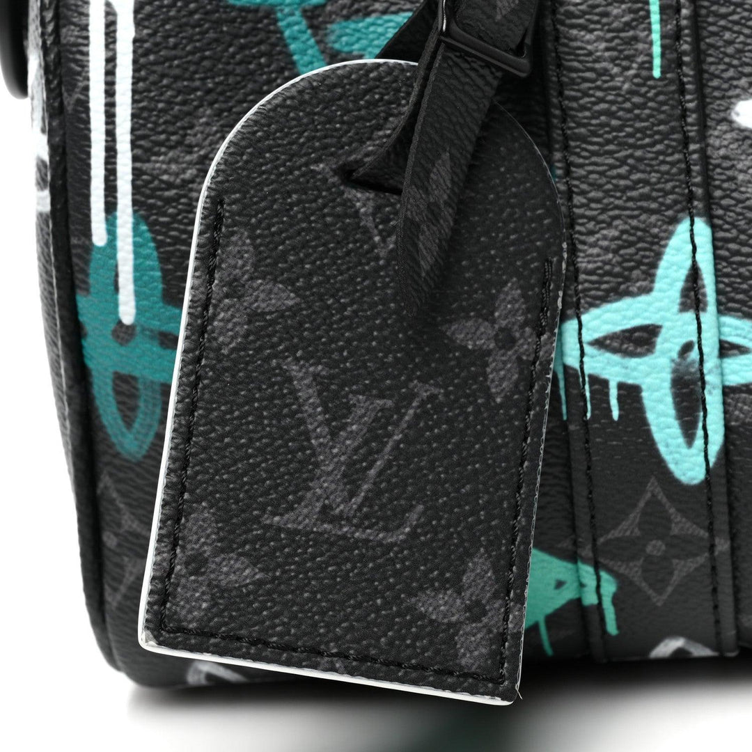 Louis Vuitton Monogram Eclipse LV Graffiti Keepall Bandouliere 25 &