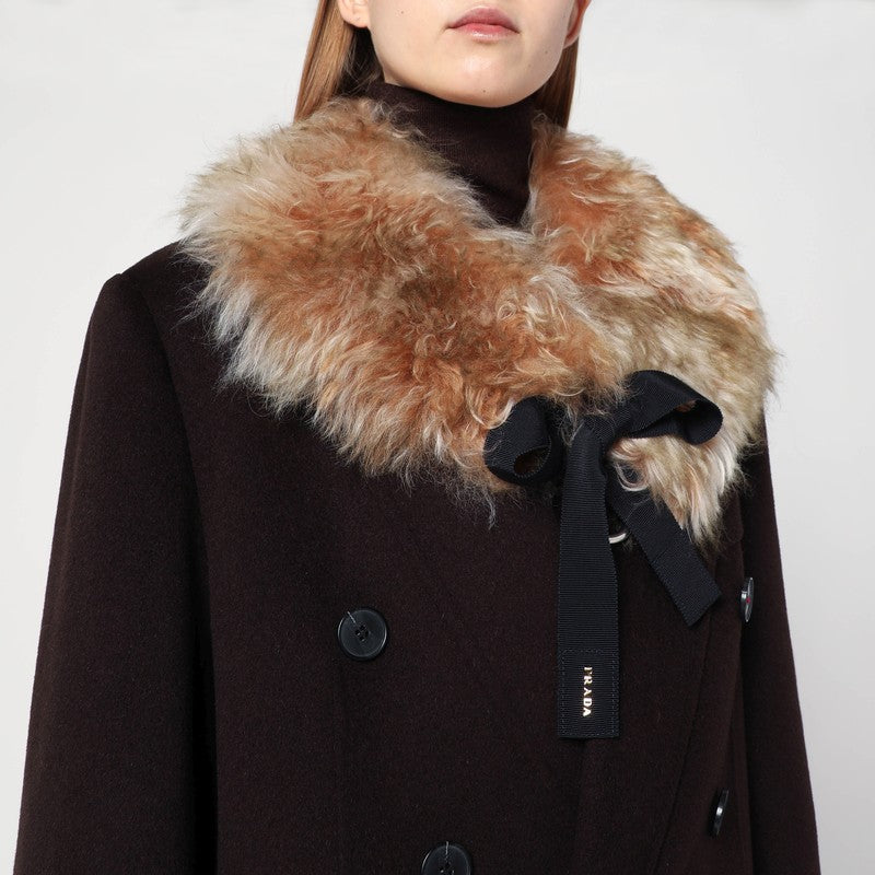 Prada Shearling Shawl With Tie Women