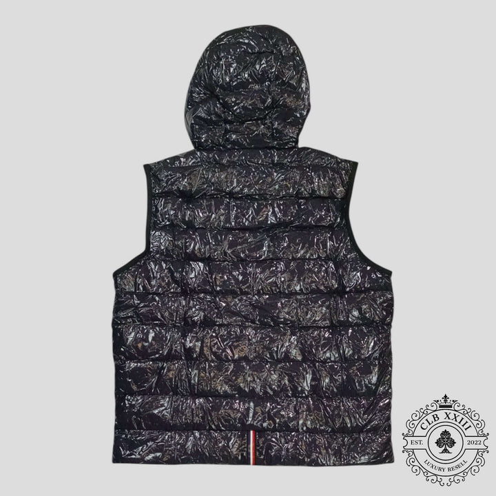 Moncler Hooded Puffer Vest in Navy Blue