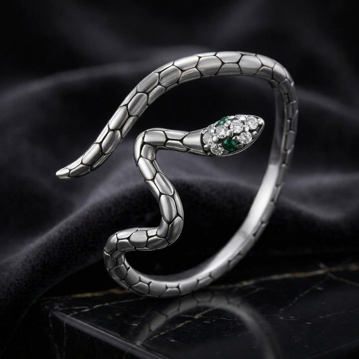 925 Sterling Silver Pavé Setting CZ Oxidized Silver Ring for Women