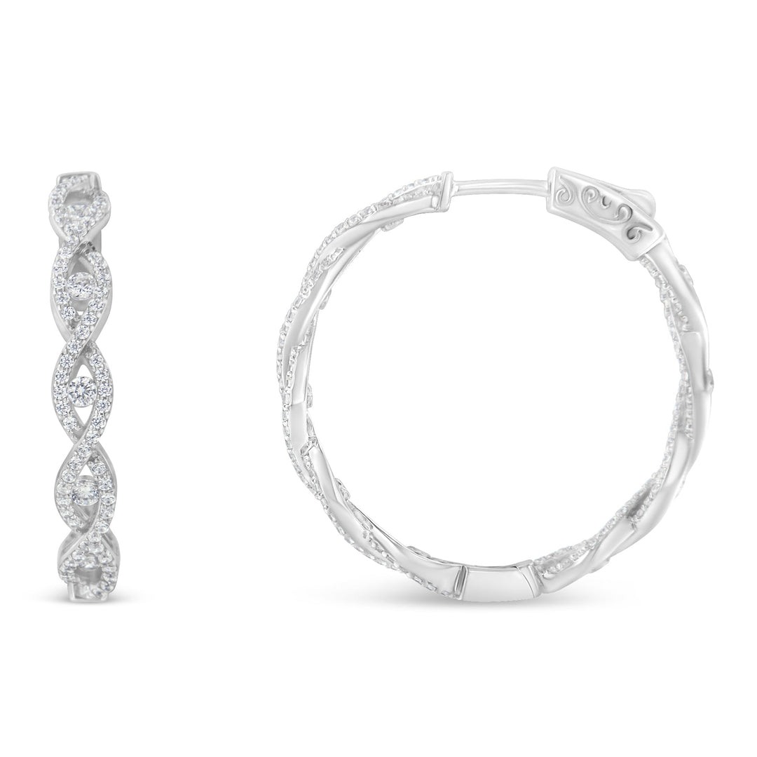 10K White Gold Diamond Hoop Earrings (1 1/2 cttw, H-I Color, I1-I2 Clarity)