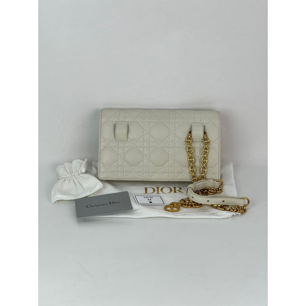 Christian Dior Caro Cannage white leather belt bag clutch – STORE 7994