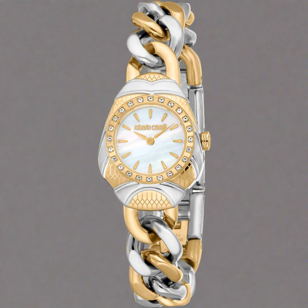 Roberto Cavalli women's silver & yellow gold twist  Watches