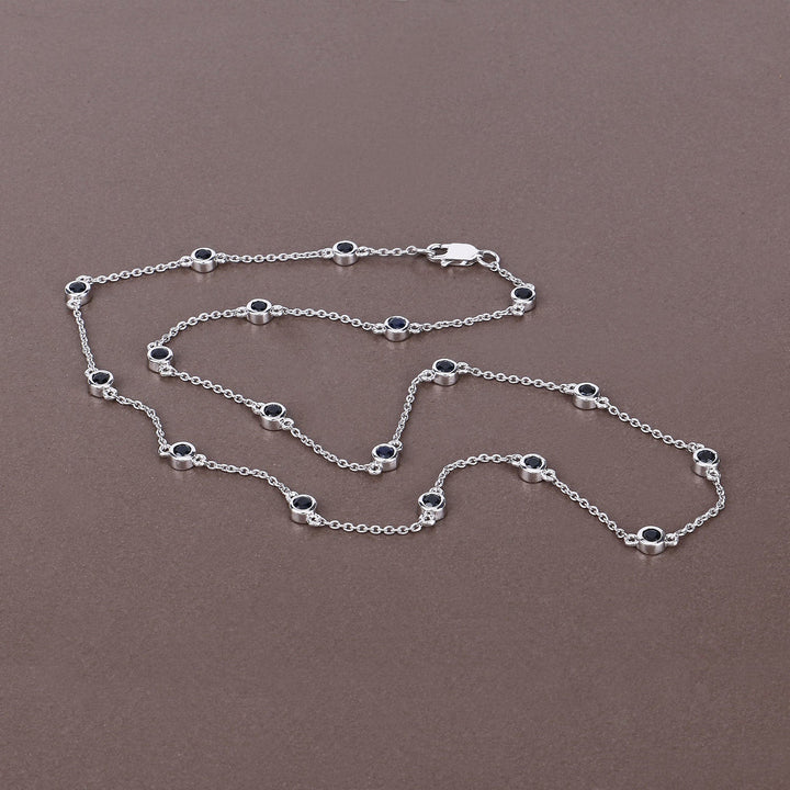 1.98 Carat Genuine Blue Sapphire .925 Sterling Silver Necklace