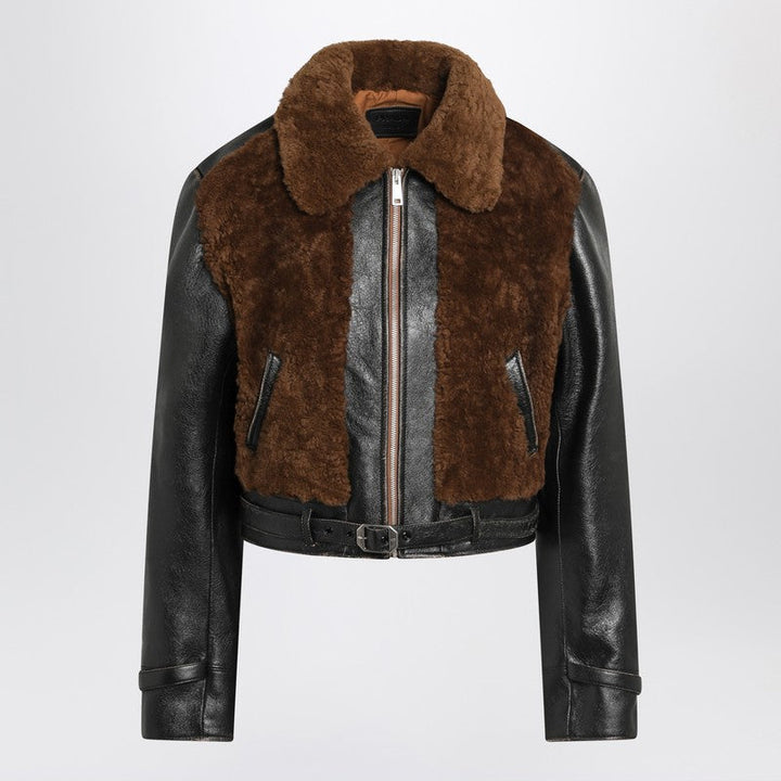 Prada Black Leather And Sheepskin Jacket Women