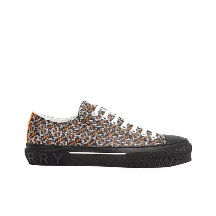 Burberry Monogram Pattern Low Top Black Orange Canvas