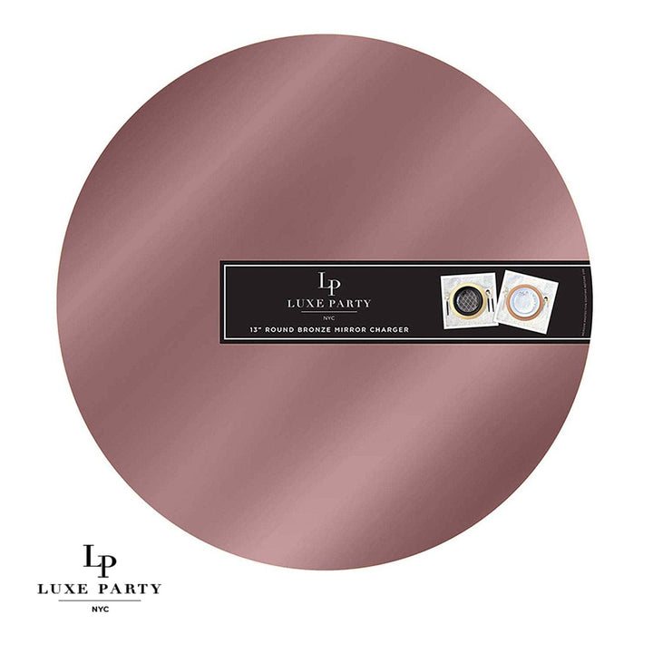13" Rose Gold Round Light Weight Mirror Charger Plate | 1 Ch